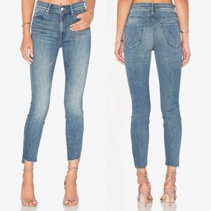 MOTHER- Stunner Zip Ankle Step Fray Mid Wash Good Girls Do Skinny Jeans Size 25